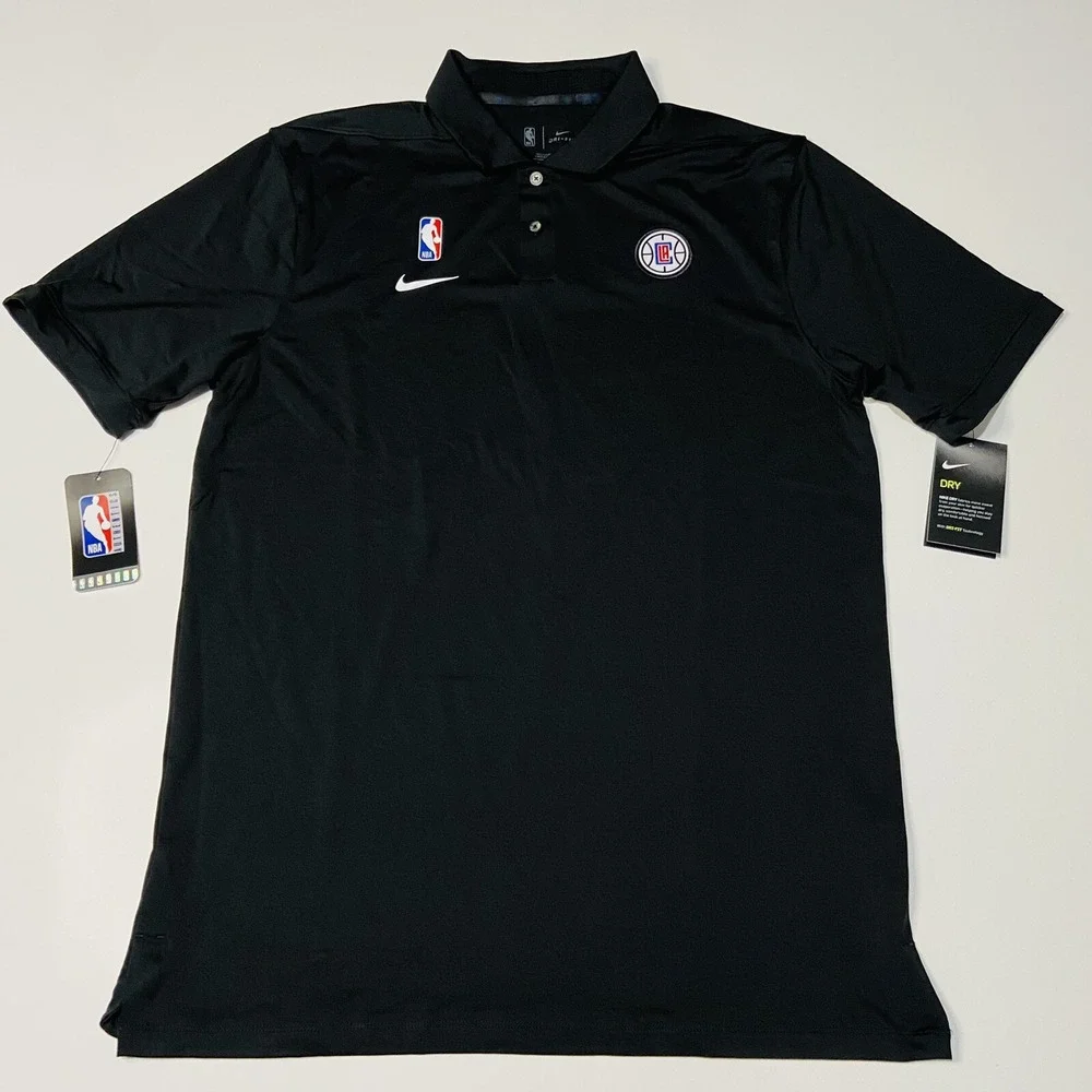 Nike Clippers Polo Coaches Short Sleeve Shirt Golf Black Men's Medium Tall $75